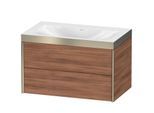 Duravit XViu Waschtisch-Unterschrank XV4615NB179P 80x48cm, 2 Schubkästen, ohne Hahnloch, champagner matt, Rahmen P, nussbaum natur