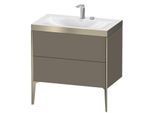 Duravit XViu Waschtisch-Unterschrank XV4710EB190P 80x48cm, 2 Auszüge, 2 Hahnlöcher, champagner matt, Rahmen P, flannel grey seidenmatt