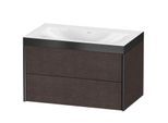 Duravit XViu Waschtisch-Unterschrank XV4615NB272P 80x48cm, 2 Schubkästen, ohne Hahnloch, schwarz matt, Rahmen P, eiche dunkel gebürstet