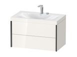 Duravit XViu Waschtisch-Unterschrank XV4615EB222C 80x48cm, 2 Schubkästen, 2 Hahnlöcher, schwarz matt, Rahmen C, weiß hochglanz