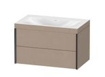 Duravit XViu Waschtisch-Unterschrank XV4615NB275C 80x48cm, 2 Schubkästen, ohne Hahnloch, schwarz matt, Rahmen C, leinen