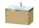 Duravit XViu Waschtisch-Unterschrank XV4610EB130P 80x48cm, 1 Auszug, 2 Hahnloch, champagner matt, Rahmen P, Eiche natur