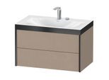 Duravit XViu Waschtisch-Unterschrank XV4615EB275P 80x48cm, 2 Schubkästen, 2 Hahnlöcher, schwarz matt, Rahmen P, leinen