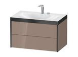 Duravit XViu Waschtisch-Unterschrank XV4615EB286P 80x48cm, 2 Schubkästen, 2 Hahnlöcher, schwarz matt, Rahmen P, cappucino hochglanz