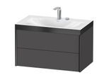 Duravit XViu Waschtisch-Unterschrank XV4615EB249P 80x48cm, 2 Schubkästen, 2 Hahnlöcher, schwarz matt, Rahmen P, graphit matt