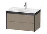 Duravit XViu Waschtisch-Unterschrank XV4615OB211P 80x48cm, 2 Schubkästen, 1 Hahnloch, schwarz matt, Rahmen P, eiche kaschmir