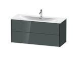 Duravit XViu Waschtisch-Unterschrank XV41360B238 121 x 55,7 x 48 cm, dolomiti grey hochglanz, 2 Schubkästen, schwarz matt