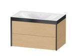Duravit XViu Waschtisch-Unterschrank XV4615NB230P 80x48cm, 2 Schubkästen, ohne Hahnloch, schwarz matt, Rahmen P, Eiche natur