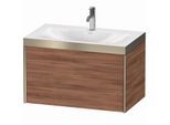 Duravit XViu Waschtisch-Unterschrank XV4610OB179P 80x48cm, 1 Auszug, 1 Hahnloch, champagner matt, Rahmen P, nussbaum natur