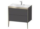Duravit XViu Waschtisch-Unterschrank XV4710EB149P 80x48cm, 2 Auszüge, 2 Hahnlöcher, champagner matt, Rahmen P, graphit matt