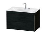Duravit XViu Waschtisch-Unterschrank XV4615EB216C 80x48cm, 2 Schubkästen, 2 Hahnlöcher, schwarz matt, Rahmen C, Eiche schwarz