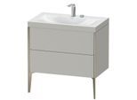 Duravit XViu Waschtisch-Unterschrank XV4710EB107C 80x48cm, 2 Auszüge, 2 Hahnlöcher, champagner matt, Rahmen C, betongrau matt