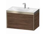 Duravit XViu Waschtisch-Unterschrank XV4610EB121P 80x48cm, 1 Auszug, 2 Hahnloch, champagner matt, Rahmen P, nussbaum dunkel
