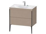 Duravit XViu Waschtisch-Unterschrank XV4710EB275C 80x48cm, 2 Auszüge, 2 Hahnlöcher, schwarz matt, Rahmen C, leinen