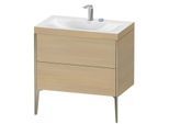Duravit XViu Waschtisch-Unterschrank XV4710EB171C 80x48cm, 2 Auszüge, 2 Hahnlöcher, champagner matt, Rahmen C, mediterrane eiche