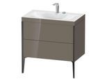 Duravit XViu Waschtisch-Unterschrank XV4710EB289C 80x48cm, 2 Auszüge, 2 Hahnlöcher, schwarz matt, Rahmen C, flannel grey hochglanz