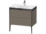 Duravit XViu Waschtisch-Unterschrank XV4710OB290P 80x48cm, 2 Auszüge, 1 Hahnloch, schwarz matt, Rahmen P, flannel grey seidenmatt
