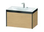 Duravit XViu Waschtisch-Unterschrank XV4610EB230P 80x48cm, 1 Auszug, 2 Hahnlöcher, schwarz matt, Rahmen P, Eiche natur