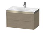 Duravit XViu Waschtisch-Unterschrank XV4615OB135P 80x48cm, 2 Schubkästen, 1 Hahnloch, champagner matt, Rahmen P, Eiche terra