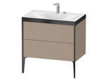 Duravit XViu Waschtisch-Unterschrank XV4710EB275P 80x48cm, 2 Auszüge, 2 Hahnlöcher, schwarz matt, Rahmen P, leinen