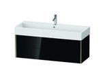 Duravit XViu Waschtisch-Unterschrank XV43380B140 118,4 x 39,7 x 45,4 cm, schwarz hochglanz, 2 Schubkästen, champagner matt
