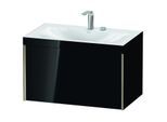 Duravit XViu Waschtisch-Unterschrank XV4610EB140C 80x48cm, 1 Auszug, 2 Hahnloch, champagner matt, Rahmen C, schwarz hochglanz