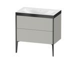 Duravit XViu Waschtisch-Unterschrank XV4710NB207P 80x48cm, 2 Auszüge, ohne Hahnloch, schwarz matt, Rahmen P, betongrau matt