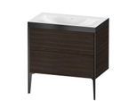 Duravit XViu Waschtisch-Unterschrank XV4710NB269P 80x48cm, 2 Auszüge, ohne Hahnloch, schwarz matt, Rahmen P, nussbaum gebürstet