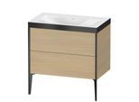 Duravit XViu Waschtisch-Unterschrank XV4710NB271P 80x48cm, 2 Auszüge, ohne Hahnloch, schwarz matt, Rahmen P, mediterrane eiche