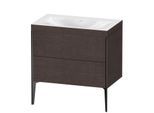 Duravit XViu Waschtisch-Unterschrank XV4710NB272C 80x48cm, 2 Auszüge, ohne Hahnloch, schwarz matt, Rahmen C, eiche dunkel gebürstet
