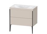 Duravit XViu Waschtisch-Unterschrank XV4710NB291C 80x48cm, 2 Auszüge, ohne Hahnloch, schwarz matt, Rahmen C, taupe matt