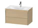 Duravit XViu Waschtisch-Unterschrank XV4615OB171C 80x48cm, 2 Schubkästen, 1 Hahnloch, champagner matt, Rahmen C, mediterrane eiche