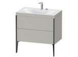 Duravit XViu Waschtisch-Unterschrank XV4710EB207C 80x48cm, 2 Auszüge, 2 Hahnlöcher, schwarz matt, Rahmen C, betongrau matt