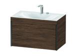 Duravit XViu Waschtisch-Unterschrank XV4610EB221C 80x48cm, 1 Auszug, 2 Hahnlöcher, schwarz matt, Rahmen C, nussbaum dunkel