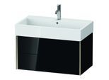 Duravit XViu Waschtisch-Unterschrank XV43360B140 78,4 x 39,7 x 45,4 cm, schwarz hochglanz, 2 Schubkästen, champagner matt