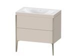Duravit XViu Waschtisch-Unterschrank XV4710NB191C 80x48cm, 2 Auszüge, ohne Hahnloch, champagner matt, Rahmen C, taupe matt