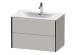 Duravit XViu Waschtisch-Unterschrank XV41340B207 81 x 55,7 x 48 cm, betongrau matt, 2 Schubkästen, schwarz matt