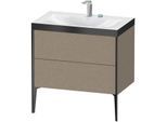 Duravit XViu Waschtisch-Unterschrank XV4710EB211P 80x48cm, 2 Auszüge, 2 Hahnlöcher, schwarz matt, Rahmen P, eiche kaschmir