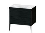 Duravit XViu Waschtisch-Unterschrank XV4710NB216C 80x48cm, 2 Auszüge, ohne Hahnloch, schwarz matt, Rahmen C, Eiche schwarz