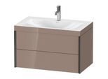 Duravit XViu Waschtisch-Unterschrank XV4615OB286C 80x48cm, 2 Schubkästen, 1 Hahnloch, schwarz matt, Rahmen C, cappucino hochglanz