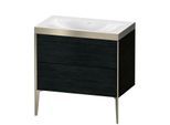Duravit XViu Waschtisch-Unterschrank XV4710NB116P 80x48cm, 2 Auszüge, ohne Hahnloch, champagner matt, Rahmen P, Eiche schwarz