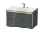 Duravit XViu Waschtisch-Unterschrank XV4615EB138P 80x48cm, 2 Schubkästen, 2 Hahnlöcher, champagner matt, Rahmen P, dolomiti grey hochglanz