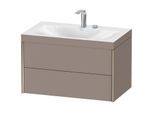 Duravit XViu Waschtisch-Unterschrank XV4615EB143C 80x48cm, 2 Schubkästen, 2 Hahnlöcher, champagner matt, Rahmen C, basalt matt