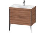 Duravit XViu Waschtisch-Unterschrank XV4710OB279C 80x48cm, 2 Auszüge, 1 Hahnloch, schwarz matt, Rahmen C, nussbaum natur