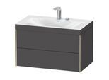 Duravit XViu Waschtisch-Unterschrank XV4615EB149C 80x48cm, 2 Schubkästen, 2 Hahnlöcher, champagner matt, Rahmen C, graphit matt