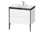 Duravit XViu Waschtisch-Unterschrank XV4710EB218P 80x48cm, 2 Auszüge, 2 Hahnlöcher, schwarz matt, Rahmen P, weiß matt