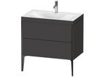 Duravit XViu Waschtisch-Unterschrank XV4710OB280C 80x48cm, 2 Auszüge, 1 Hahnloch, schwarz matt, Rahmen C, graphit supermatt