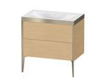 Duravit XViu Waschtisch-Unterschrank XV4710NB130P 80x48cm, 2 Auszüge, ohne Hahnloch, champagner matt, Rahmen P, Eiche natur