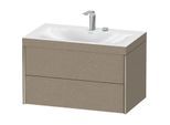 Duravit XViu Waschtisch-Unterschrank XV4615EB111C 80x48cm, 2 Schubkästen, 2 Hahnlöcher, champagner matt, Rahmen C, eiche kaschmir