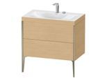 Duravit XViu Waschtisch-Unterschrank XV4710EB130C 80x48cm, 2 Auszüge, 2 Hahnlöcher, champagner matt, Rahmen C, Eiche natur